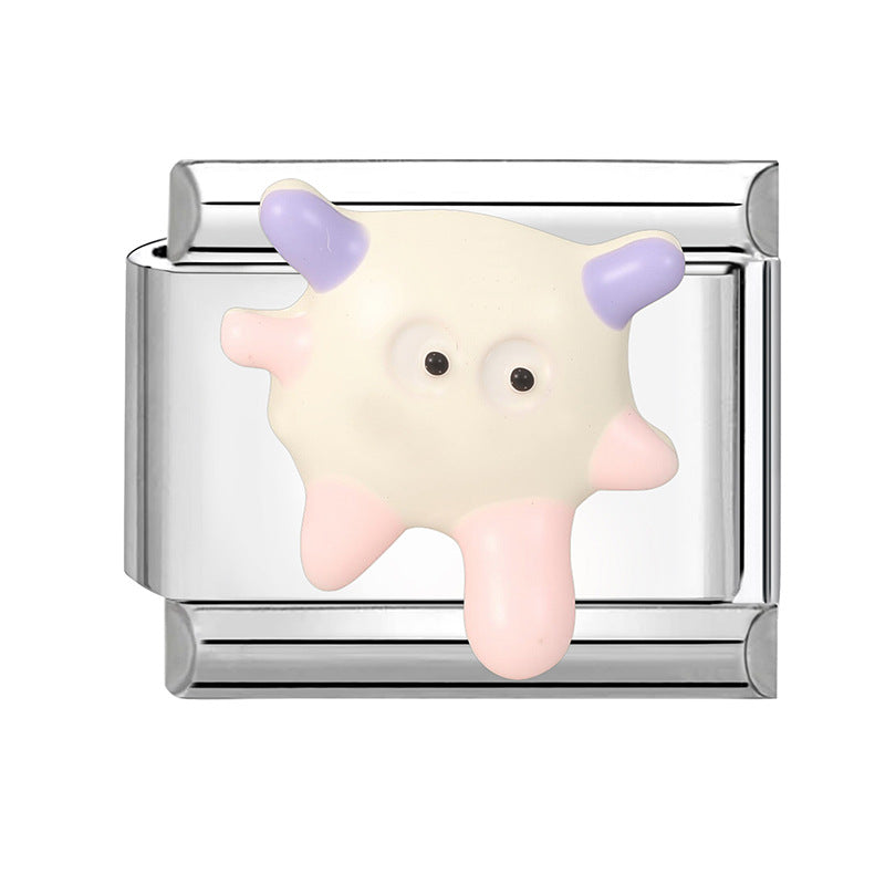 Wholesale  Italian Charm Bracelet 9mm DIY Creative Pink Cute Cartoon  Creative Stainless Steel Composable Bracelet