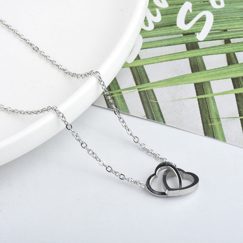 Wholesale titanium steel electroplated real gold color-preserving heart-shaped clavicle chain necklace