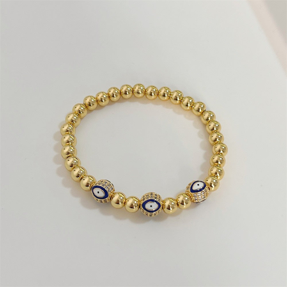 Wholesale 18K Gold Beaded Oil Dripping Devil's Eye Bracelet ACC-BT-Qiqi012