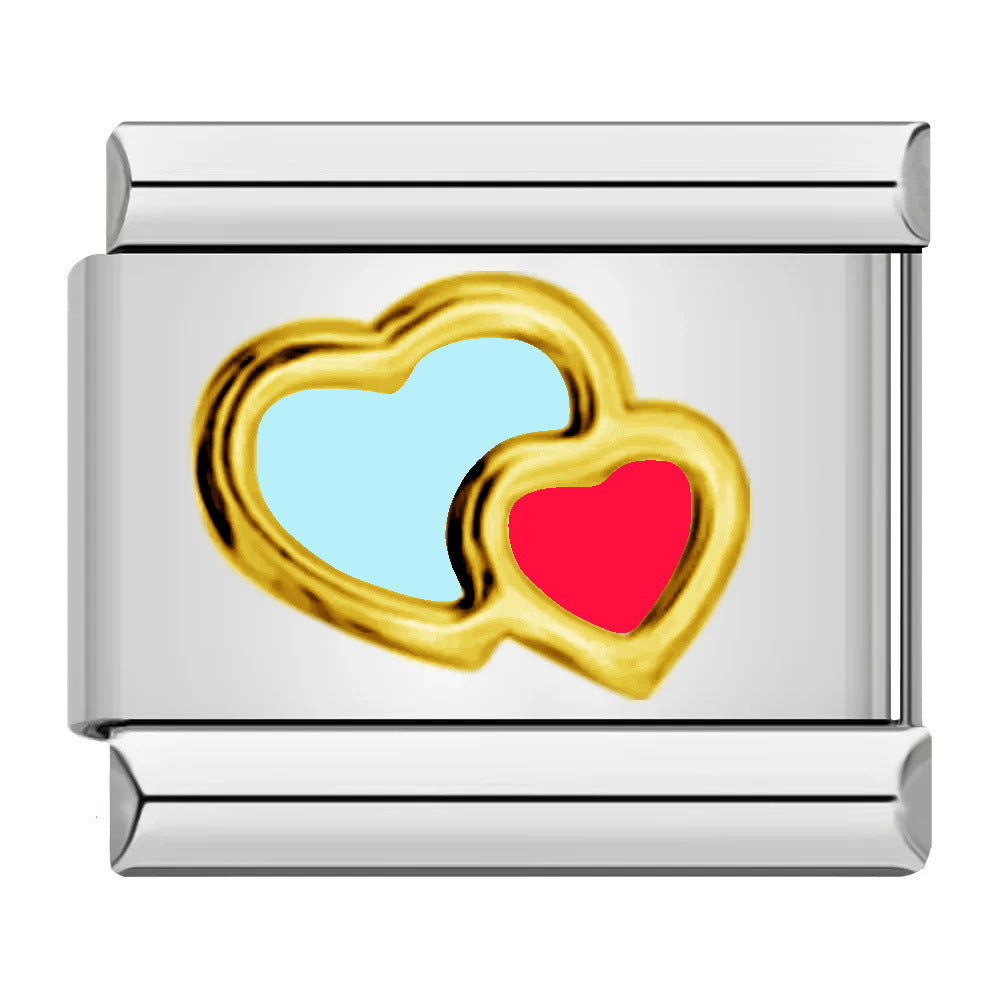 Wholesale Italian Charm Bracelet 9mm DIY Splicing Colored Oil-Drip Petals Stainless Steel Composable Bracelet