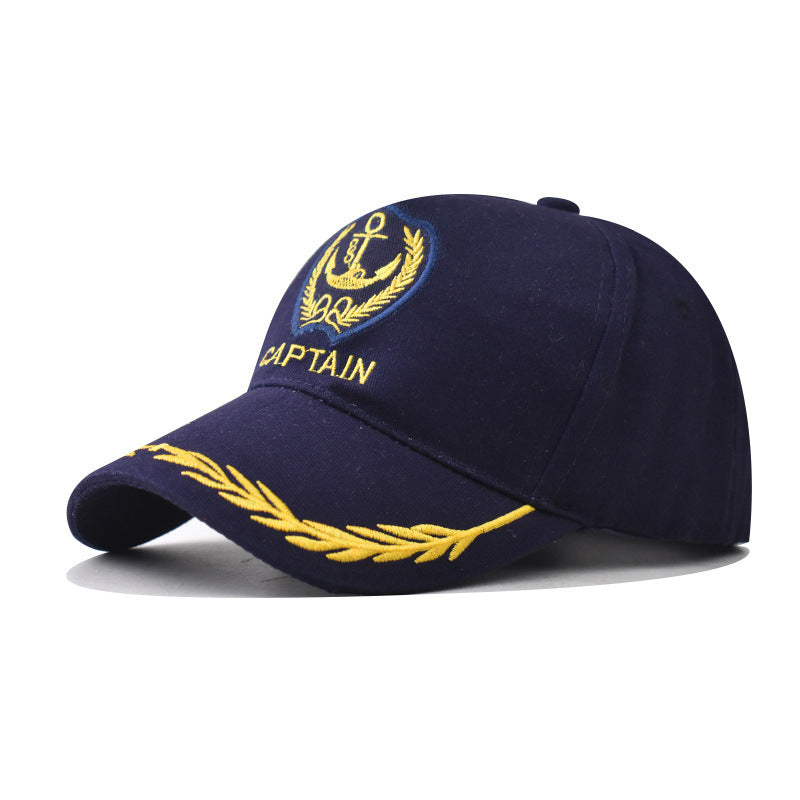 Wholesale White Retro  Navy Baseball Cap With Embroidery Adjustable For Summer