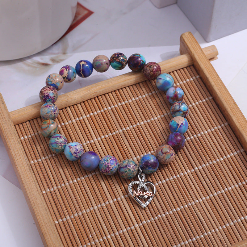 Wholesale Colorful Emperor Stone Bracelet Love Pendant Bracelet Heart Bracelets ACC-BT-Yima010
