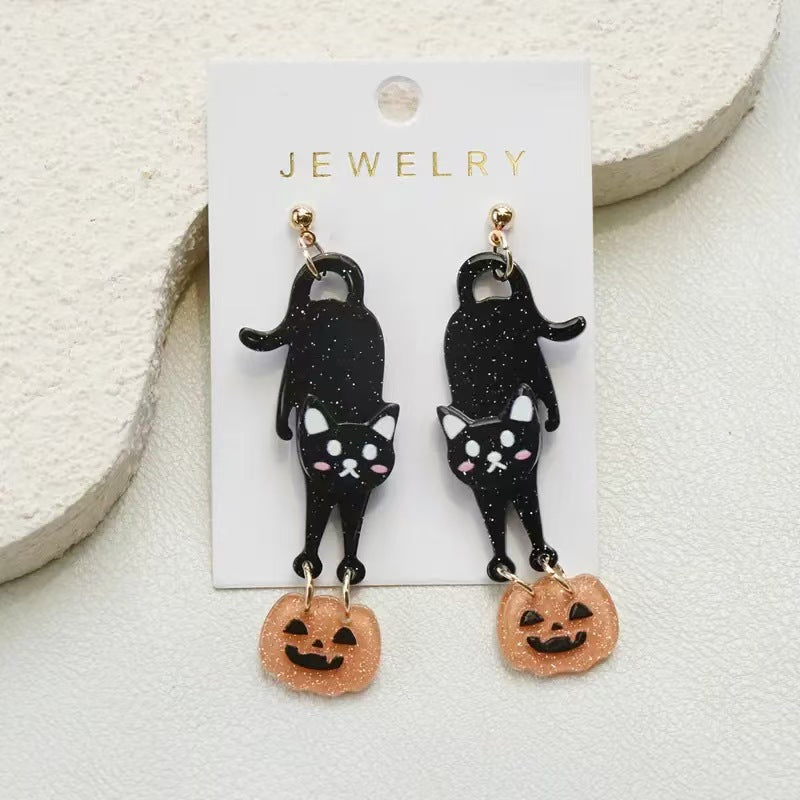 Wholesale  Boo Ghost Witch Hat Zebra Print Acrylic Earrings Party Gift