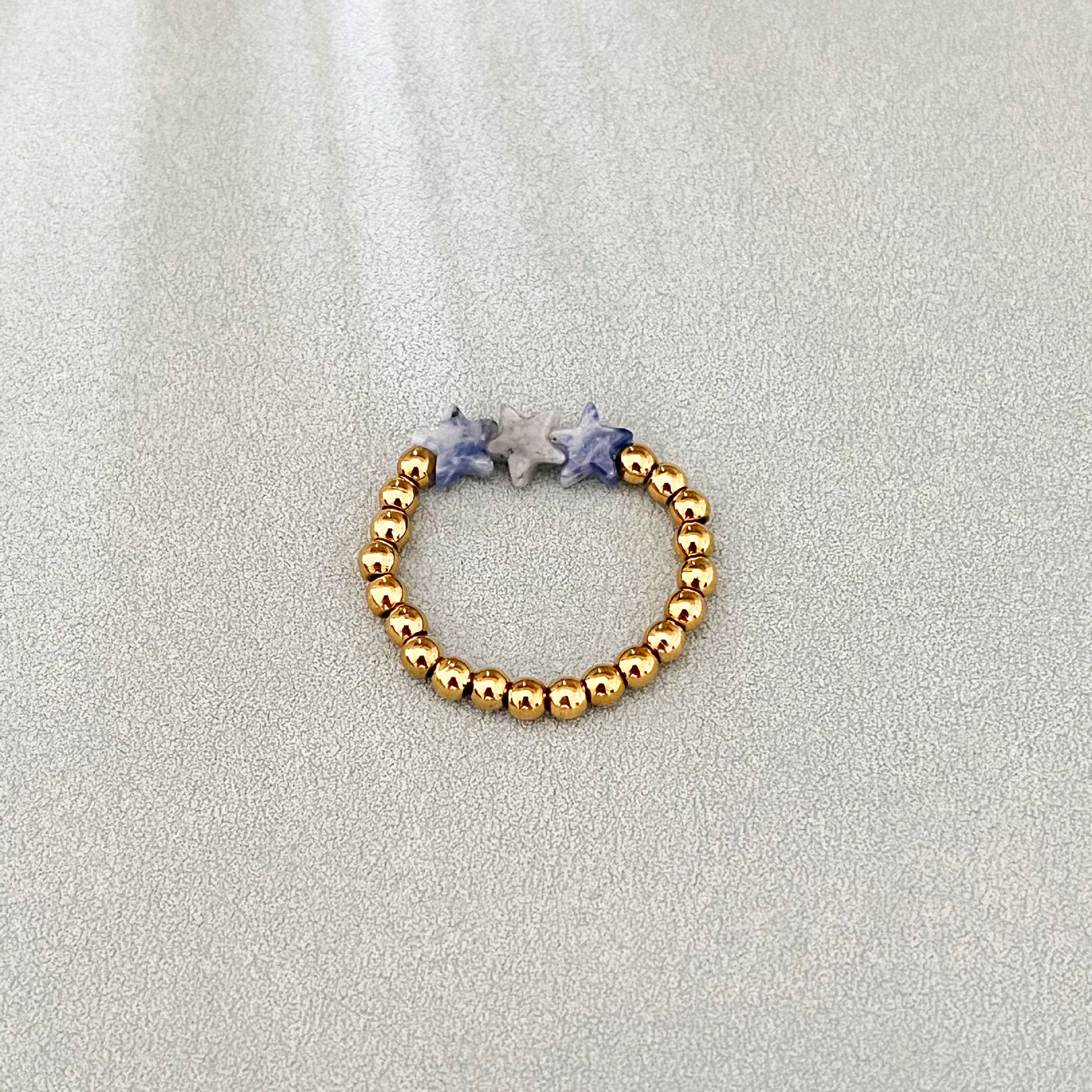 Wholesale natural stone pentagon elastic ring