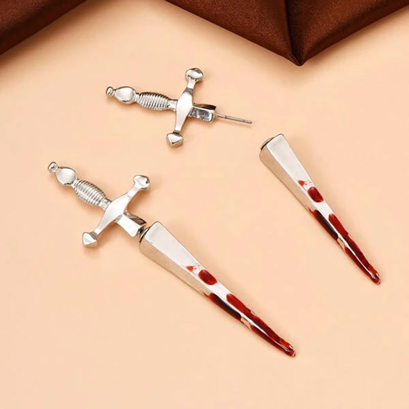 Wholesale Gothic Sword Vintage Cross Blood Dagger Earrings