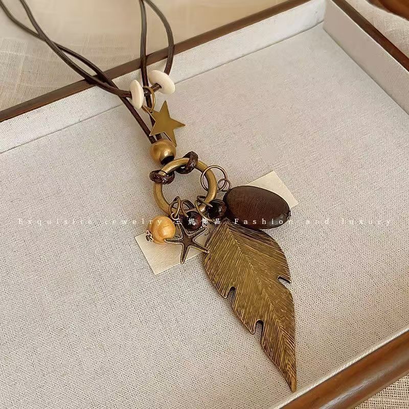 Wholesale Bronze Disc Necklace New Chinese Style Layering Jewelry Gift