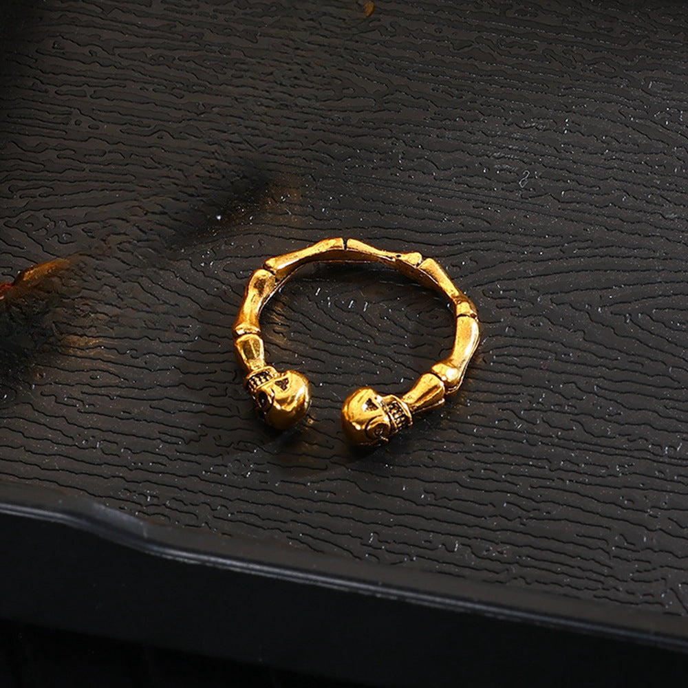 Wholesale Antique Silver Alloy Open Cuff Bracelet Retro Punk Skull Design  Jewelry Accessory for Women