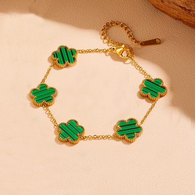 Wholesale Electroplated Stainless Steel Lucky Clover Bracelet - Modern Minimalist Fashion Accessory for Gift or Boutique Resale
