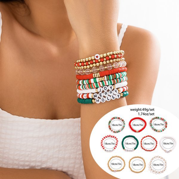Wholesale Polymer clay beaded bracelet Christmas ornaments