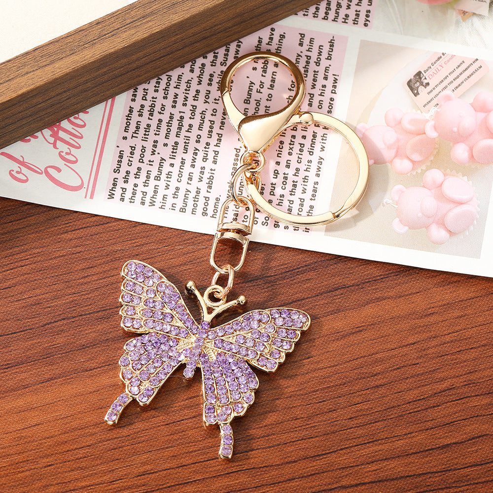 Wholesale Zinc Alloy Butterfly Rhinestone Keychain,  Stylish Bag Charm for Women,  Everyday Use Accessory