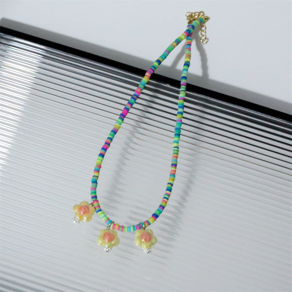 Wholesale  flower beaded necklace necklace colorful pottery necklaces