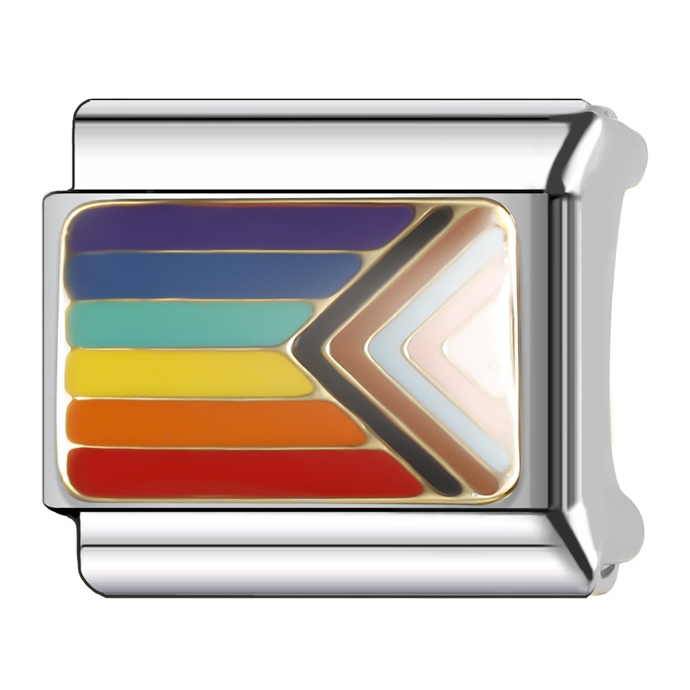 Wholesale Italian Charm Bracelet 9mm DIY Splicing Creative Pattern Stainless Steel Composable Bracelet