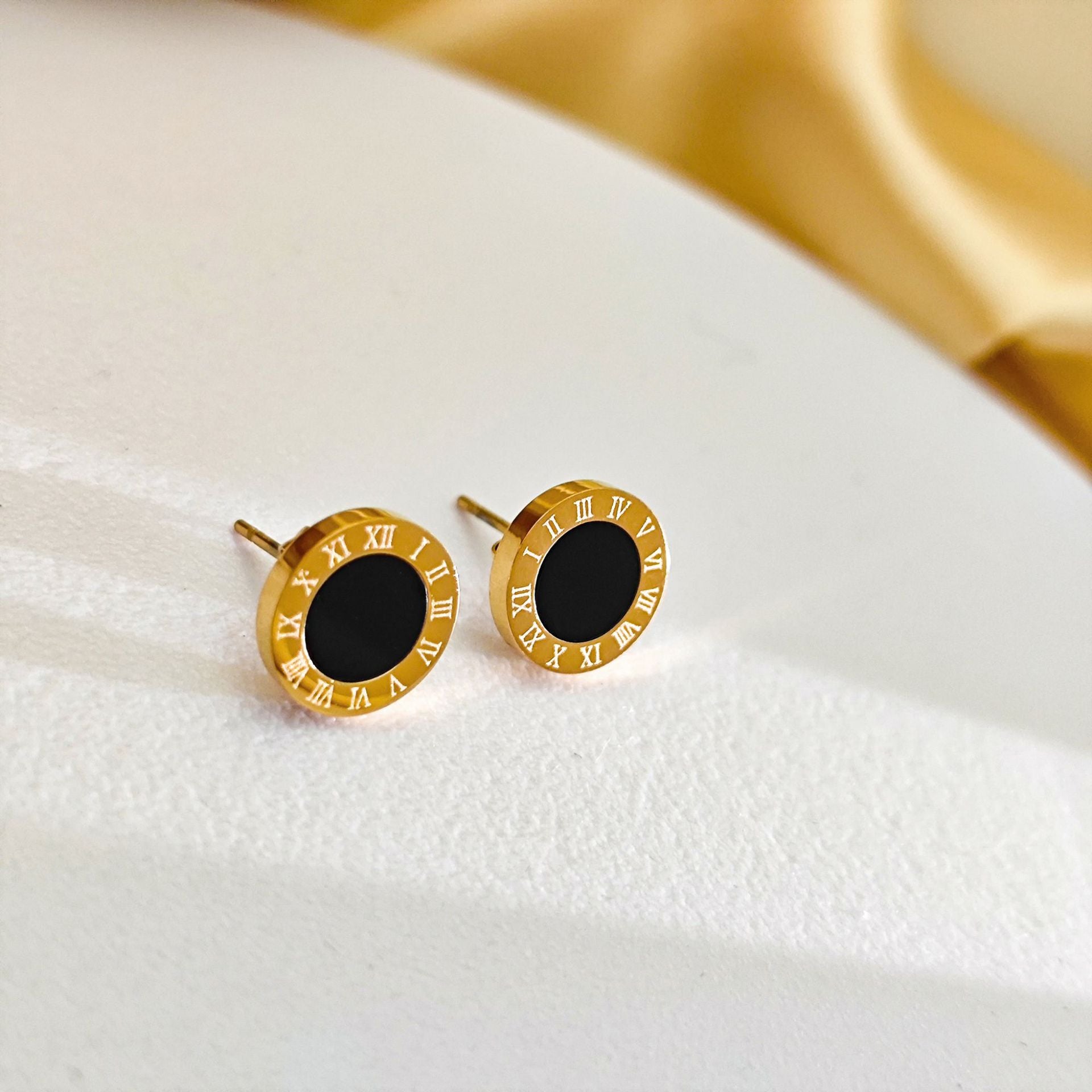Wholesale Modern Geometric Titanium Steel Earrings Black Electroplated Jewelry Accessory