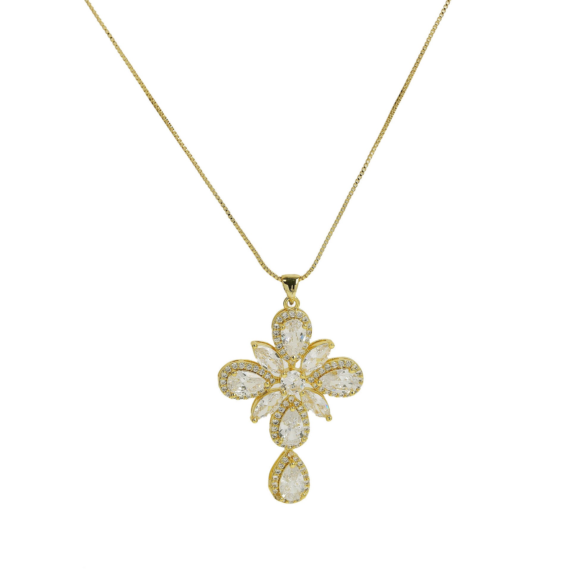 Wholesale 18k Brass Large Zircon Cross Necklaces ACC-NE-BaiYi005