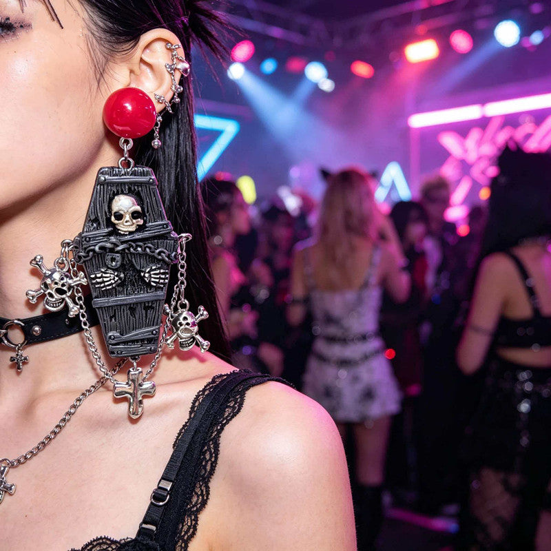 Wholesale  Skull Mummy Coffin Star Earrings Plastic Resin Party Wear Accessory