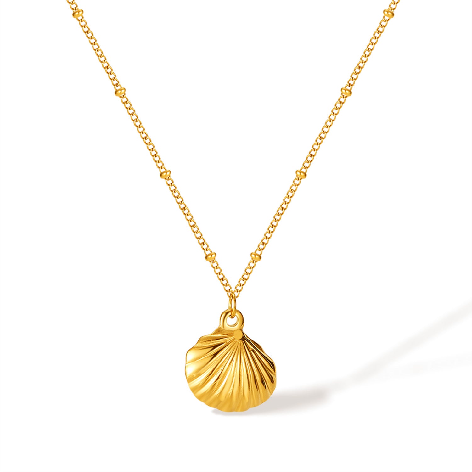 Wholesale  beach wind shell pendant stainless steel necklace