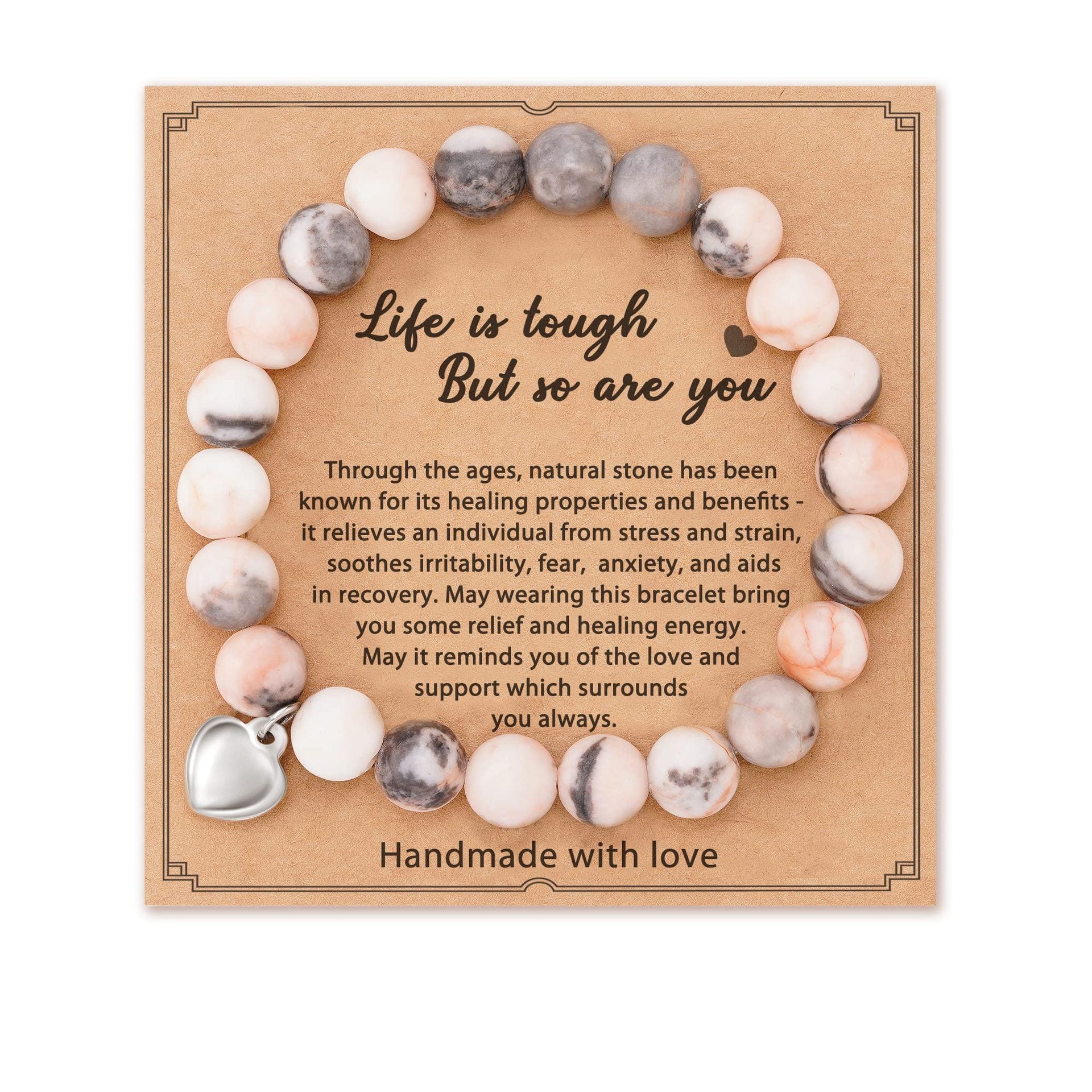 Wholesale Natural Stone Love Pendant Bracelet ACC-BT-Zhongh004