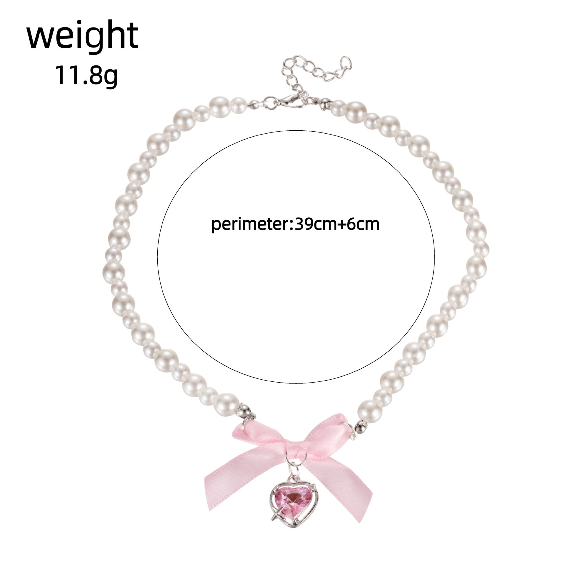 Wholesale  Pink Love Bow Pearl Necklace Female Clavicle Chain