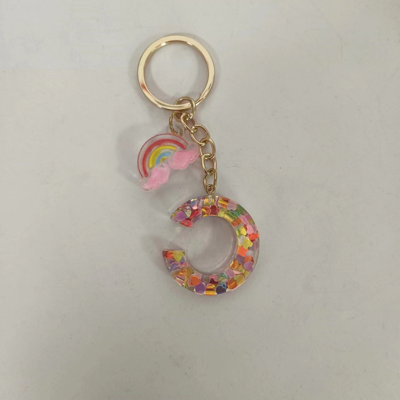 Wholesale Trendy Resin Alphabet Letter Keychains 26 A Z Iridescent Sequin Charm Set Party Gift Bag Charm Boutique Resale Accessory