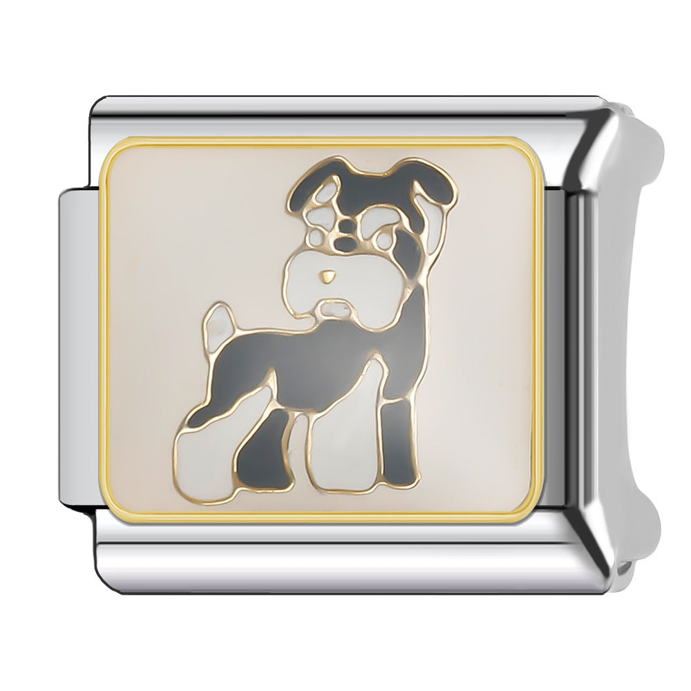 Wholesale Italian Charm Bracelet 9mm DIY Splicing Cute Animal Series Stainless Steel Composable Bracelet