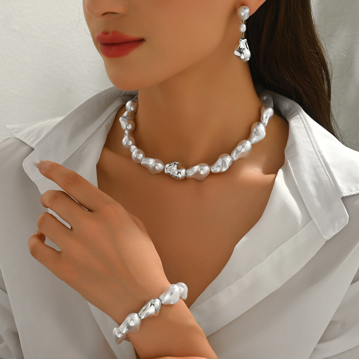 Collana con braccialetto di perline semplice barocco all'ingrosso