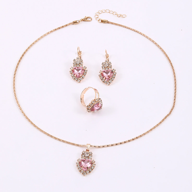 Wholesale Vintage Love Pendant Necklace Ring Earrings Three Piece Sets ACC-NE-ChaoKai006