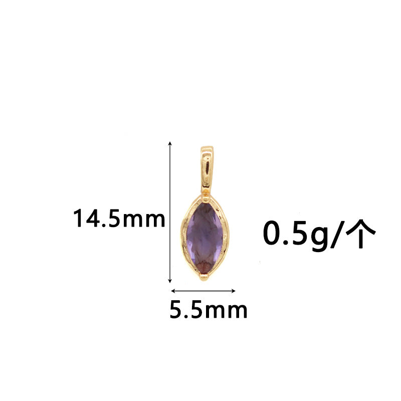 Wholesale Copper Gold-Plated Color-Preserving Pendant with Colorful Zircon Marquise