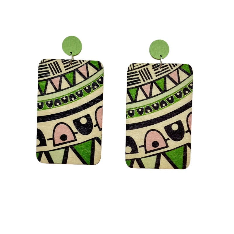 Wholesale Bohemian Resort Style Wooden Long Earrings ACC-ES-FX020