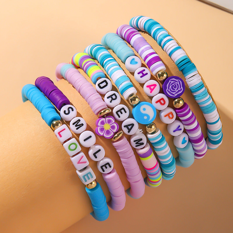 Wholesale Valentine's Day Love Flower Evil Eye Bracelet Set