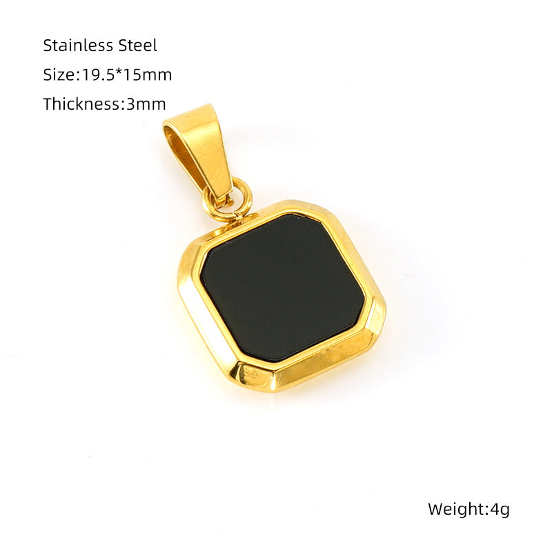 Wholesale Cross-border European and American stainless steel geometric square pendant niche design sense light luxury old money style titanium steel High sense jewelry