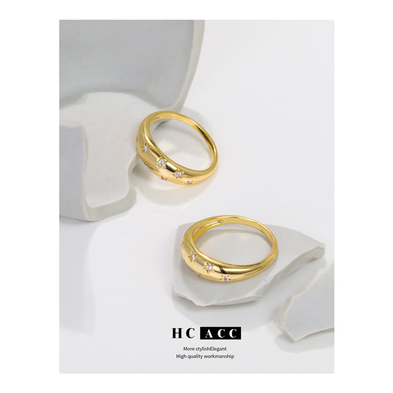 Anello micro-intarsiato con texture di alta qualità a forma di stella all'ingrosso