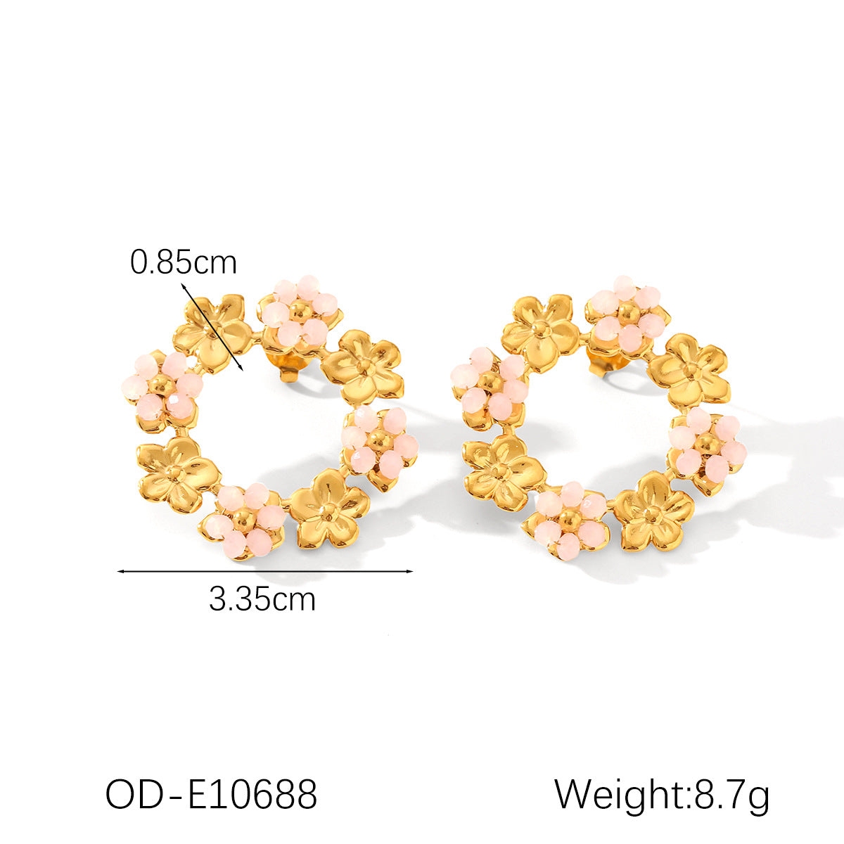 Wholesale  Stainless Steel 18K Gold Pearl Wreath Earrings
