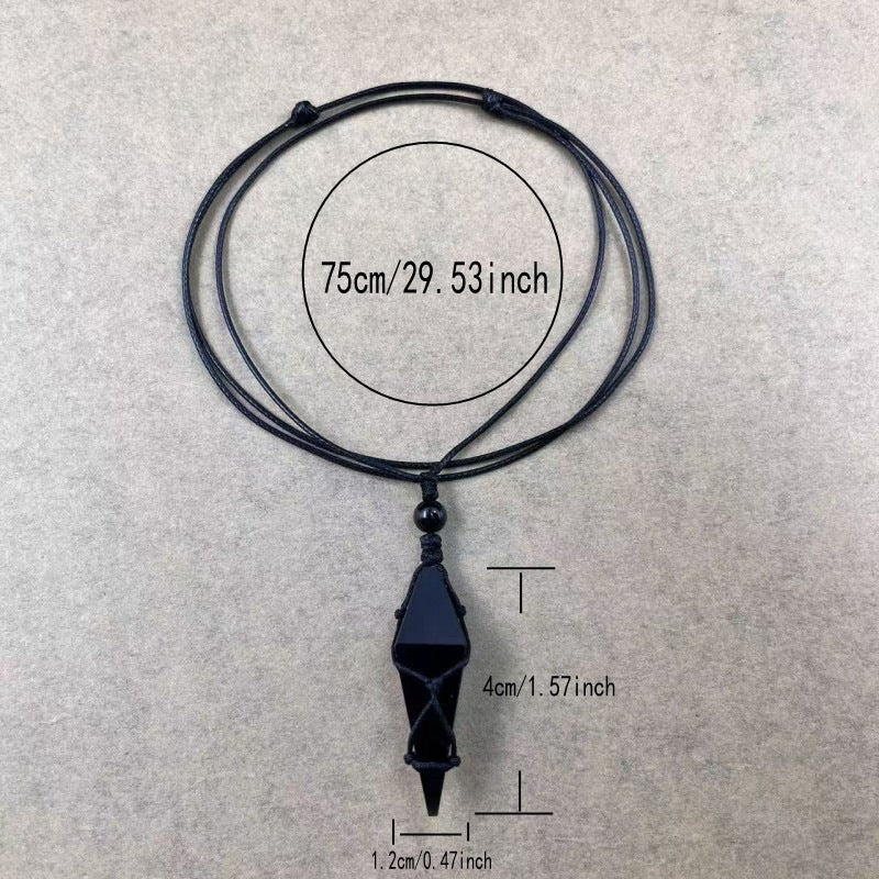 Wholesale Obsidian Geometric Pendant Necklace Starry Blue Sand Design for Couples Jewelry Accessory