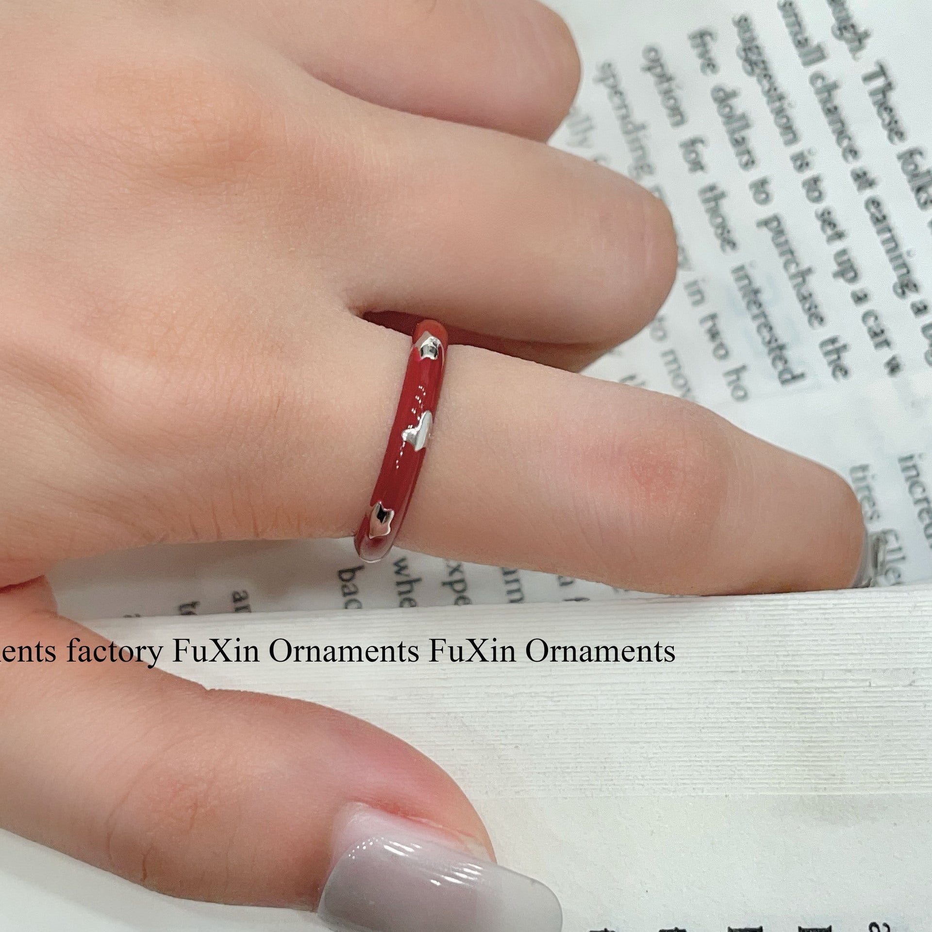 Wholesale Red Oil Dropping Flower Cherry Ring