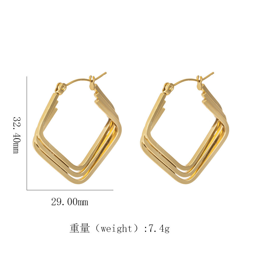 Wholesale Exaggerated retro titanium steel 18k gold twisted earrings