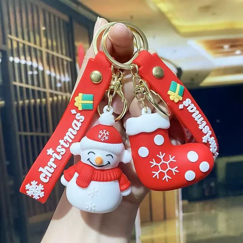 Wholesale Christmas  Keychain Pendant Cartoon PVC Bag Charm Decorative Gift for Boutique Resale