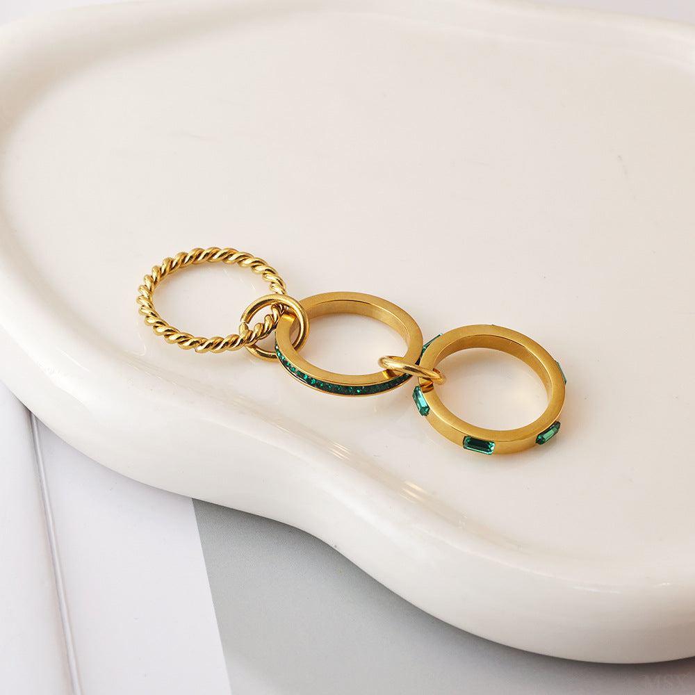 Wholesale Stainless steel zircon ring