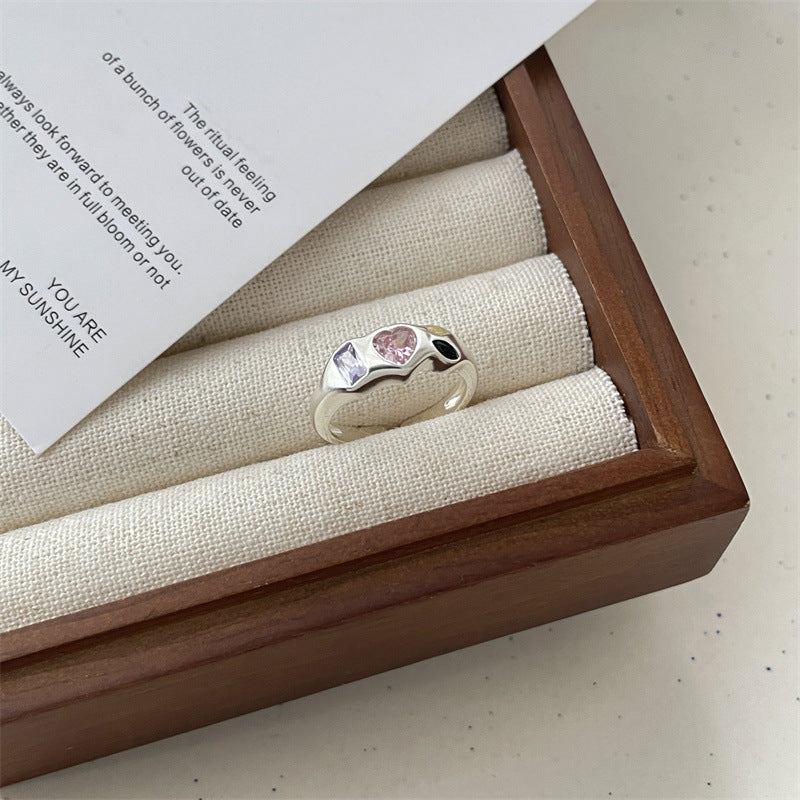 Wholesale Colored Zirconia Heart Open Ring ACC-RS-Chuyu002