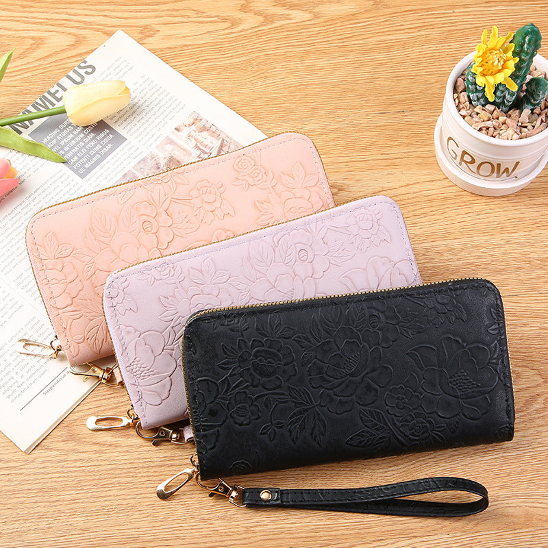 Wholesale long zipper clutch large mobile phone bag wallet