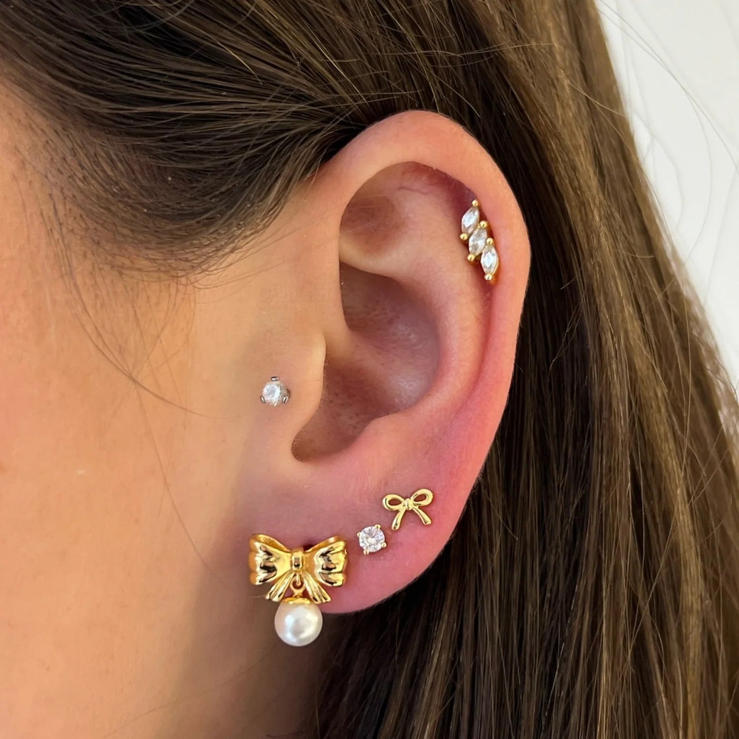 Wholesale 18K Bow Earrings Mini Ear Stud