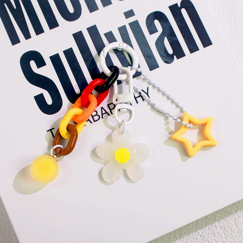 Wholesale flower keychain acrylic ornaments colorful stars  keychain