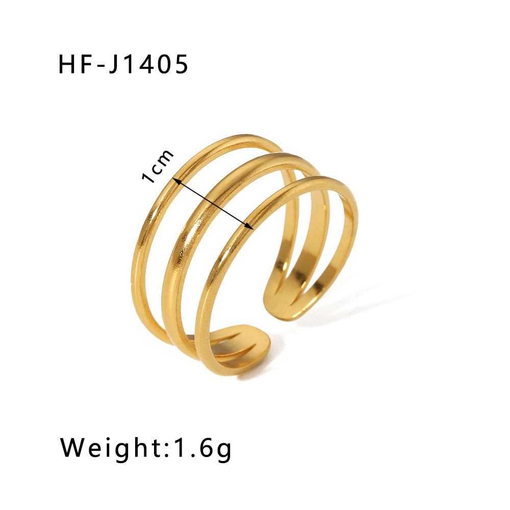 Wholesale Leaf Geometric Hollow Flower 18k Gold Plated Snake Shaped Titanium Steel Ring Stainless Steel ACC-RS-Xiny002