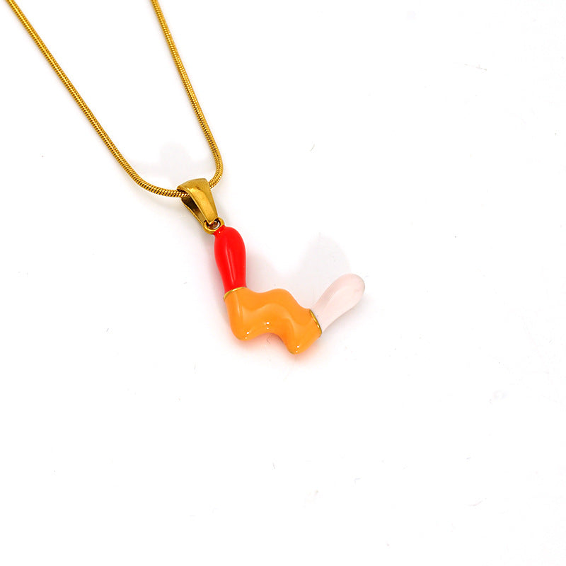 Wholesale Titanium steel oil drop 26 English letter necklace