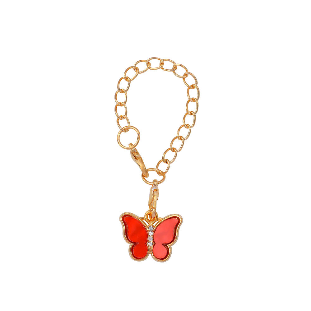 Wholesale Cute Butterfly Keychain Metal Electroplated Bag Charm for Gifts