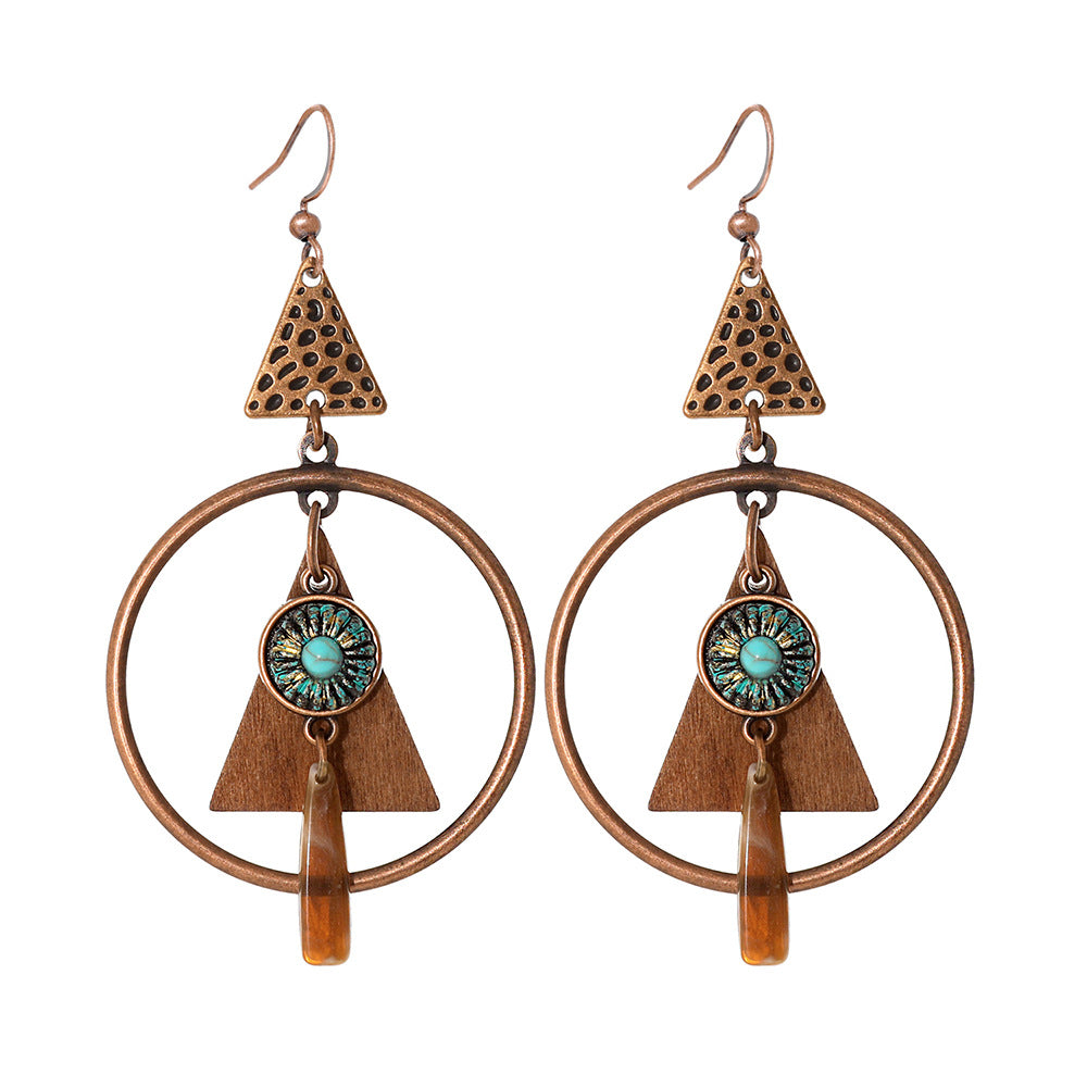 Wholesale Retro Ethnic Style Cut Out Tassel Earring Set 12 Pairs Zinc Alloy for Everyday Wear
