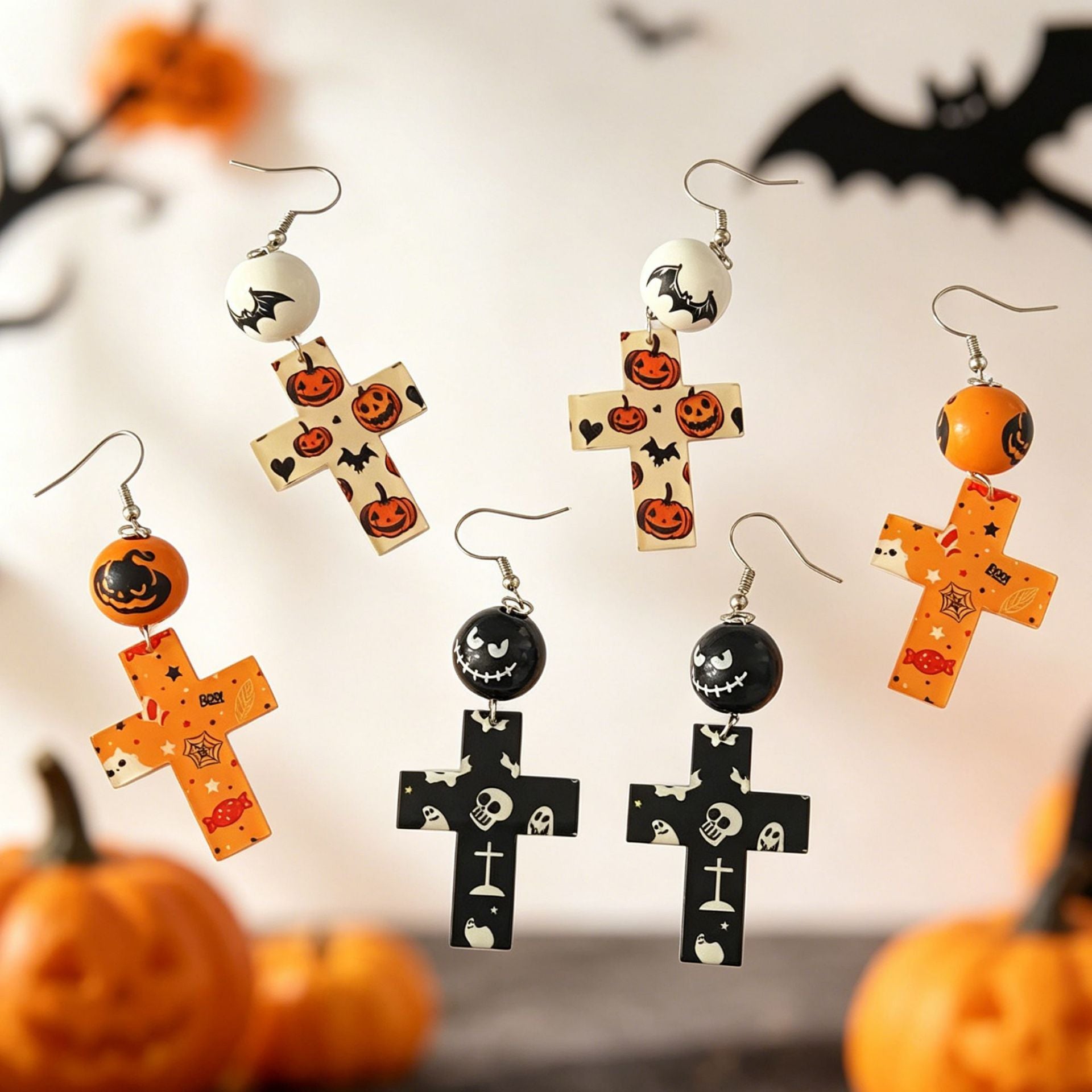Wholesale  Acrylic Cross Earring Necklace Set Fashion Accessory Boutique Resale