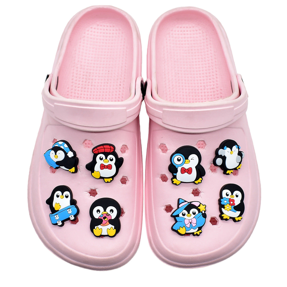 Wholesale   Random 100pcs Creative Cartoon Penguin Series PVC Soft Rubber Shoe Buckle Decoration