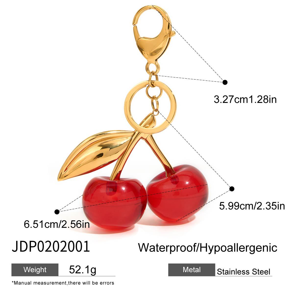 Wholesale Stainless Stee Hanging Plated 18K Gold Light Luxury High-end Cherry Keychains