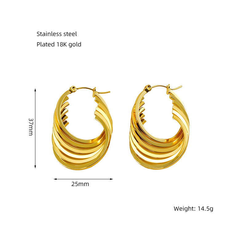 Wholesale Stainless Steel Earrings Vintage Multi-layered Hollow Earrings ACC-ES-Zhongy001