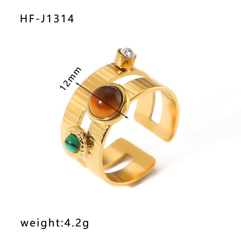 Wholesale Vintage Open Zircon Inlaid Stainless Steel Rings ACC-RS-XinY013